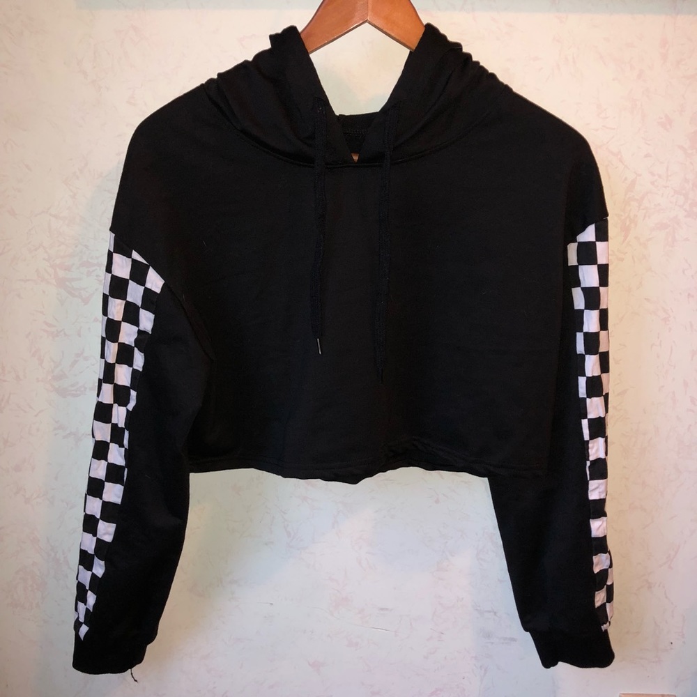 Checkered cropped hoodie